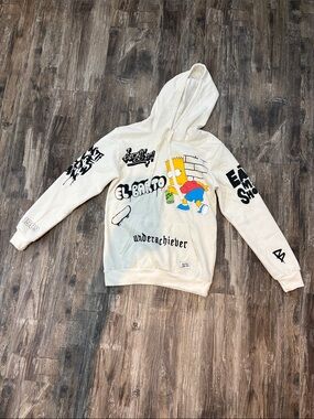 The Simpsons Adult S Cream Graphic Crewneck Hoodie - Street Art Motif